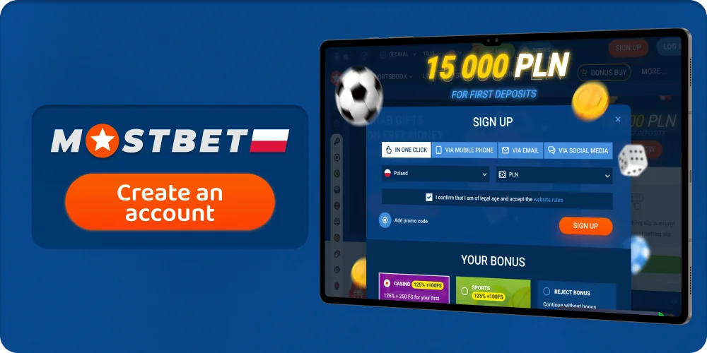 Proces rejestracji w serwisie Mostbet
